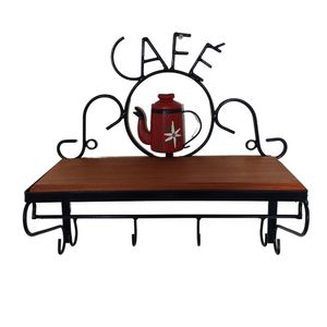 Prateleira De Café Porta Tempero 40cm Tema Bule Vermelho Sudeste Rústico