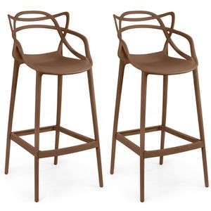 Kit 2 Banquetas Allegra Com Encosto Design Cozinha/bancada - Marrom