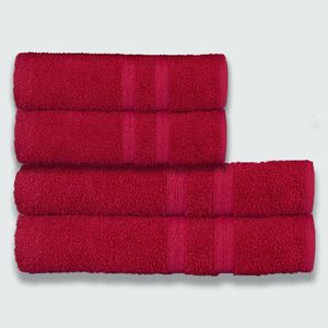 Jogo De Toalhas Itália Soft 4 Pçs - 2 Banho E 2 Rosto 430g-m² 100% Algodão Cereja