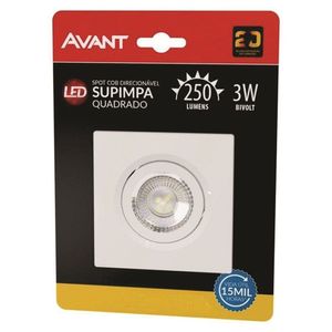 Spot Led Embutir Quadrado 3w Direcionável 3000k Luz Amarela Avant