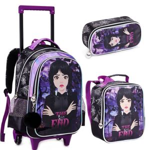Kit Mochila Rodinha Lancheira Estojo Wandinha Addans