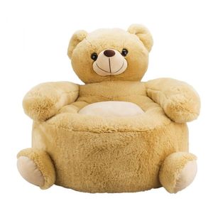 Mini Puff Assento Pelúcia Urso Marrom Feliz Fofo 40x40cm