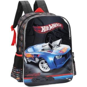 Mochila Costas Infantil Escolar G Menino Hot Wheels Luxcel Preto