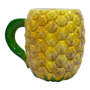 Caneca Porcelana Fruta Abacaxi Grande 700ml