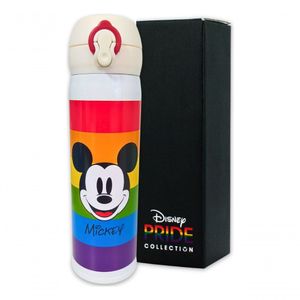 Garrafa Squeeze Térmica água Café Disney Mickey Arco-íris
