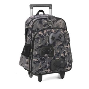 Mochila Rodinha Escolar Luxcel Gamer Cinza Camuflado Up4you
