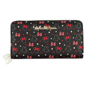 Carteira Retangular Preta Pintas Laços Minnie 10x19cm Disney