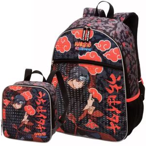 Kit Mochila Costas Lancheira Escolar Infantil Menino Naruto Shippuden Itachi Pacific Preta