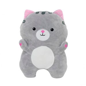 Almofada Formato Gato Cinza Pelúcia 40 Cm