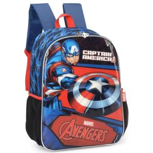 Mochila Escolar Costa Infantil Avengers Capitão América Luxcel Azul