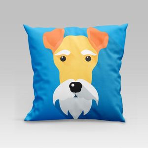 Capa De Almofada Estampada Pet Dog Em Veludo Suede 45cm X 45cm - Decoração Raças Cachorros Cor Fox Terrier