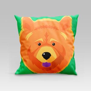 Capa De Almofada Estampada Pet Dog Em Veludo Suede 45cm X 45cm - Decoração Raças Cachorros Cor Chowchow