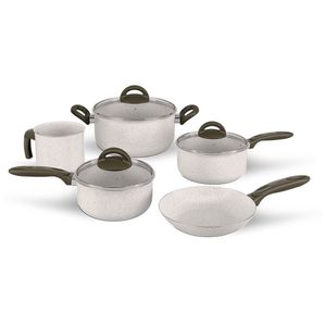 Jogo De Panelas 5 Peças Vanilla Em Alumínio E Revestimento Cerâmico Antiaderente Ceramic Life Brinox