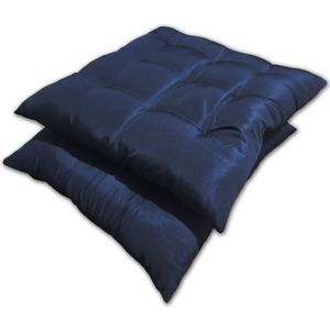Kit 02 Almofadas Assento Futon Flat Para Cadeira 40x40 Azul Marinho