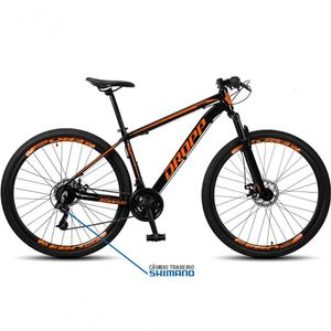 Bicicleta Aro 29 Dropp Sw 24 Vel Câmbio Shimano Quadro Alumínio Mtb Preto+Laranja