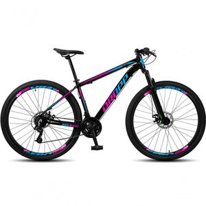 Bicicleta Aro 29 Dropp Sw 24 Vel Câmbio Shimano Quadro Alumínio Mtb Azul+Rosa