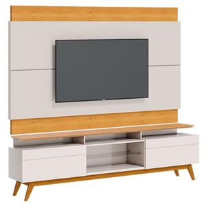 Rack Bancada 2 Gavetas Com Nicho E Painel Para Tv Classic 2.2 Off White Nature - Imcal