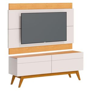 Rack Bancada 2 Gavetas E Painel Para Tv Classic 1.4 Off White Nature - Imcal
