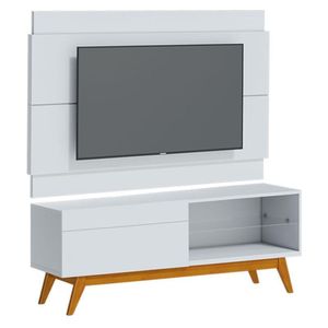 Rack Bancada 1 Gaveta E Painel Para Tv Classic 1.4 Branco Acetinado - Imcal