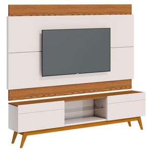 Rack Bancada 2 Gavetas E Painel Para Tv Classic 1.8 Off White Freijó - Imcal