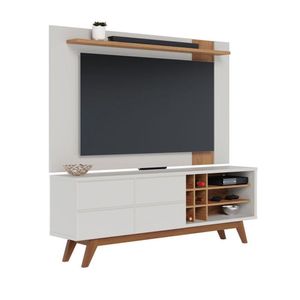 Rack Bancada Ambiente Noronha 1.8 E Painel Para Tv Extensivo Leme Off White Matte Freijó - Colibri