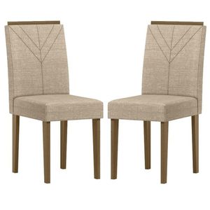 Cadeira Para Mesa De Jantar Amanda Kit 2 Peças Imbuia Linho Areia - New Ceval