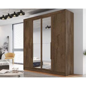 Guarda Roupa Casal 3 Gavetas E 4 Portas C/2 Espelho Nantes Braúna - Europa