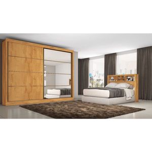Guarda Roupa Casal Com Espelho 1 Portas 6 Gavetas Sevilha Made Marcs Flex Color Péroba