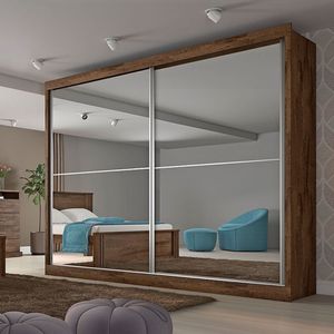 Guarda Roupa Casal 2 Portas Com Espelho E 4 Gavetas Verona Plus – Made Marcs - Brauna