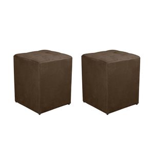 Kit 2 Puff Quadrado Decorativo Suede Cor:marrom