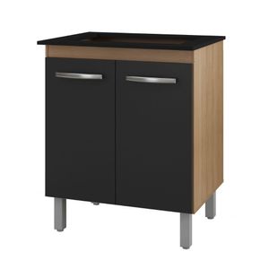 Balcão Para Cooktop Jade 5 Bocas 2 Portas Moblis Cor:savana Preto