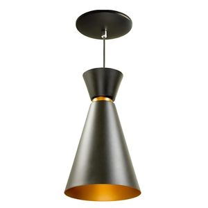 Pendente Lustre Cone Em Alumínio Preto