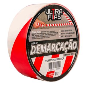 Fita De Demarcação Pvc 30 Metros Sinalização Cores Variedade Listrada (branca E Vermelha)