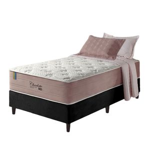 Cama Box Solteiro King Preto + Colchão Molas Charlotte 96cm