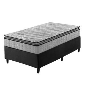 Cama Box Solteiro Preto + Colchão Ortopedico Espuma 88cm