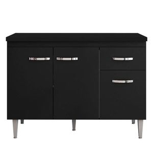 Balcão De Cozinha Gabriela Com Tampo 120 Cm Preto Fosco - Ajl