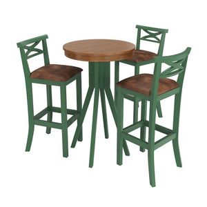 Conjunto Mesa Bistrô Com 3 Banquetas Verde Valência