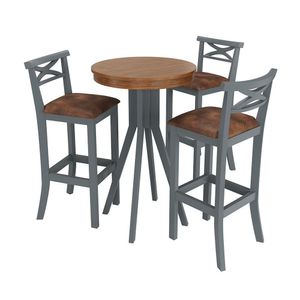 Conjunto Mesa Bistrô Com 3 Banquetas Cinza Valência