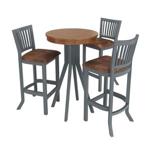 Conjunto Mesa Bistrô Com 3 Banquetas Cinza Sevilha