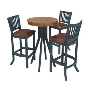 Conjunto Mesa Bistrô Com 3 Banquetas Azul Petróleo Sevilha