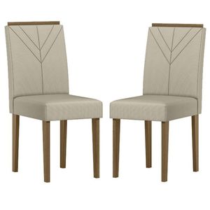 Cadeira Para Mesa De Jantar Amanda Kit 2 Peças Imbuia Veludo Nude - New Ceval