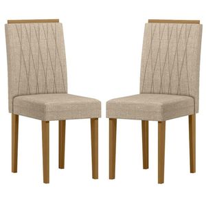 Cadeira Para Mesa De Jantar Ana Kit 2 Peças Ype Linho Areia - New Ceval