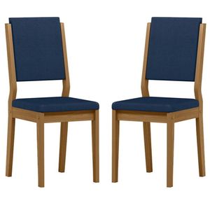 Cadeira Para Mesa De Jantar Carol Kit 2 Peças Ype Veludo Azul Marinho- New Ceval