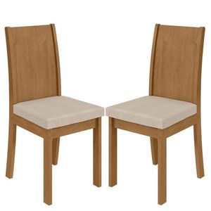 Cadeira Para Mesa De Jantar Athenas Kit 02 Peças Linho Rinzai Bege Amêndoa Clean - Lopas