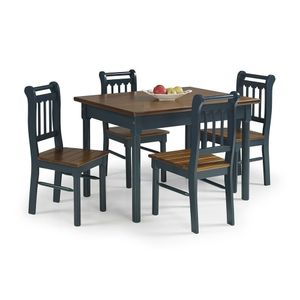 Conjunto Sala De Jantar E Cozinha Com 4 Cadeiras Madeira Maciça Azul Petróleo