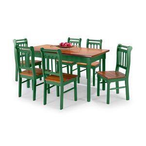 Conjunto Sala De Jantar E Cozinha Com 6 Cadeiras Madeira Maciça Verde