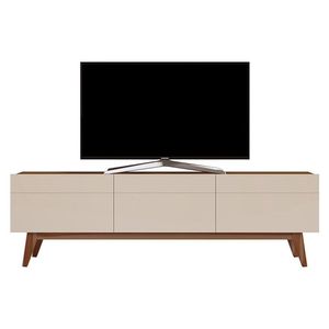 Rack Bancada Classic 3 Gavetas 1.8 Off White Freijó Touch - Imcal