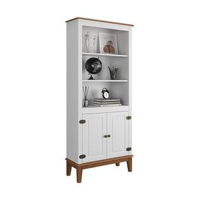 Estante De Madeira Maciça 2 Portas - Branco