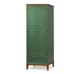 Guarda-roupa Rústico 2 Portas E 1 Gavetas - Madeira Maciça E Mdf - Verde
