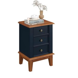 Mesa De Cabeceira Madeira Maciça - Azul Petróleo
